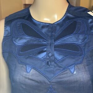 Coach Elegant Blue Sleeveless shear blouse